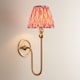 image 2 of Santiago Brushed Aged Brass Plate Wall Light with Coral Pink Fabric Ikat Shade 16cm B22