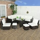 image 2 of Outsunny 10-Seater Sofa Sectional w/ Cushioned Seat, Footstools and Glass Table