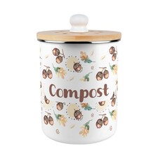Acorns & Oak Leaves Compost Caddy - Metal 2L Decorative Kitchen Food Waste Bin