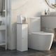 image 2 of kleankin Slim Bathroom Floor Cabinet with Cupboard, Roll Holder and Adjustable Shelf, Toilet Roll Storage Unit for Toilet Paper, Shampoo, White