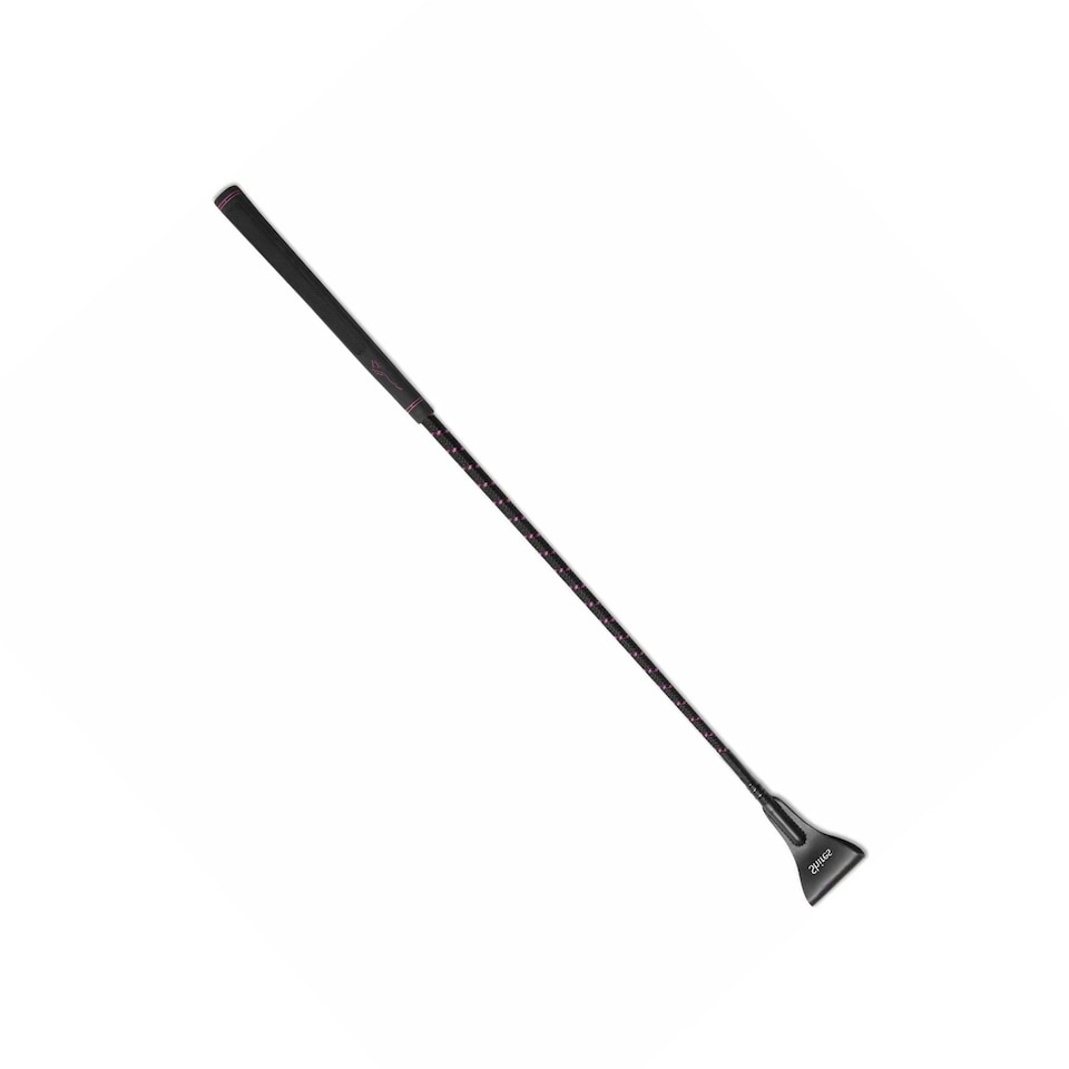 image 1 of Shires Topaz Leather Horse Riding Whip - Raspberry - 26in
