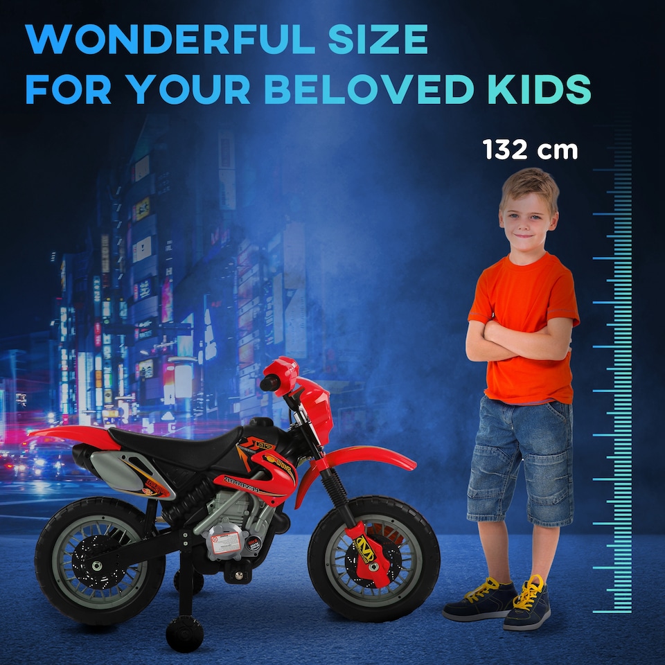 image 1 of HOMCOM 6V Kids Child Electric Motorbike Ride on Motorcycle Scooter Children Toy Gift for 3-6 Years (Red)
