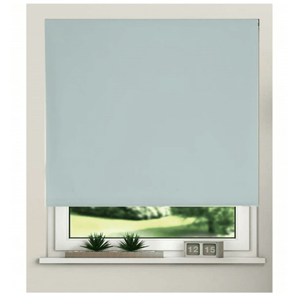 image 1 of 180cm Duck Egg Blue Trimmable Thermal Blackout Roller Blinds | Grey | Grey