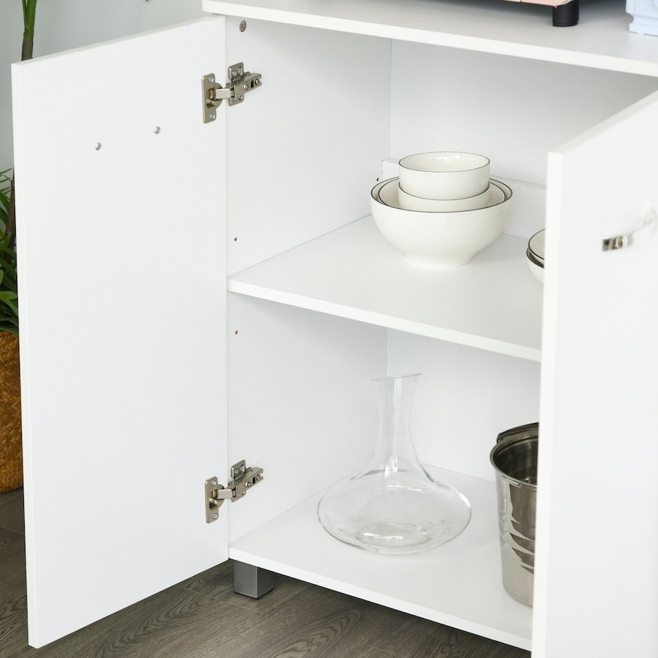 image 1 of HOMCOM Freestanding Kitchen Cupboard Storage Unit  Drawers Handles Shelf