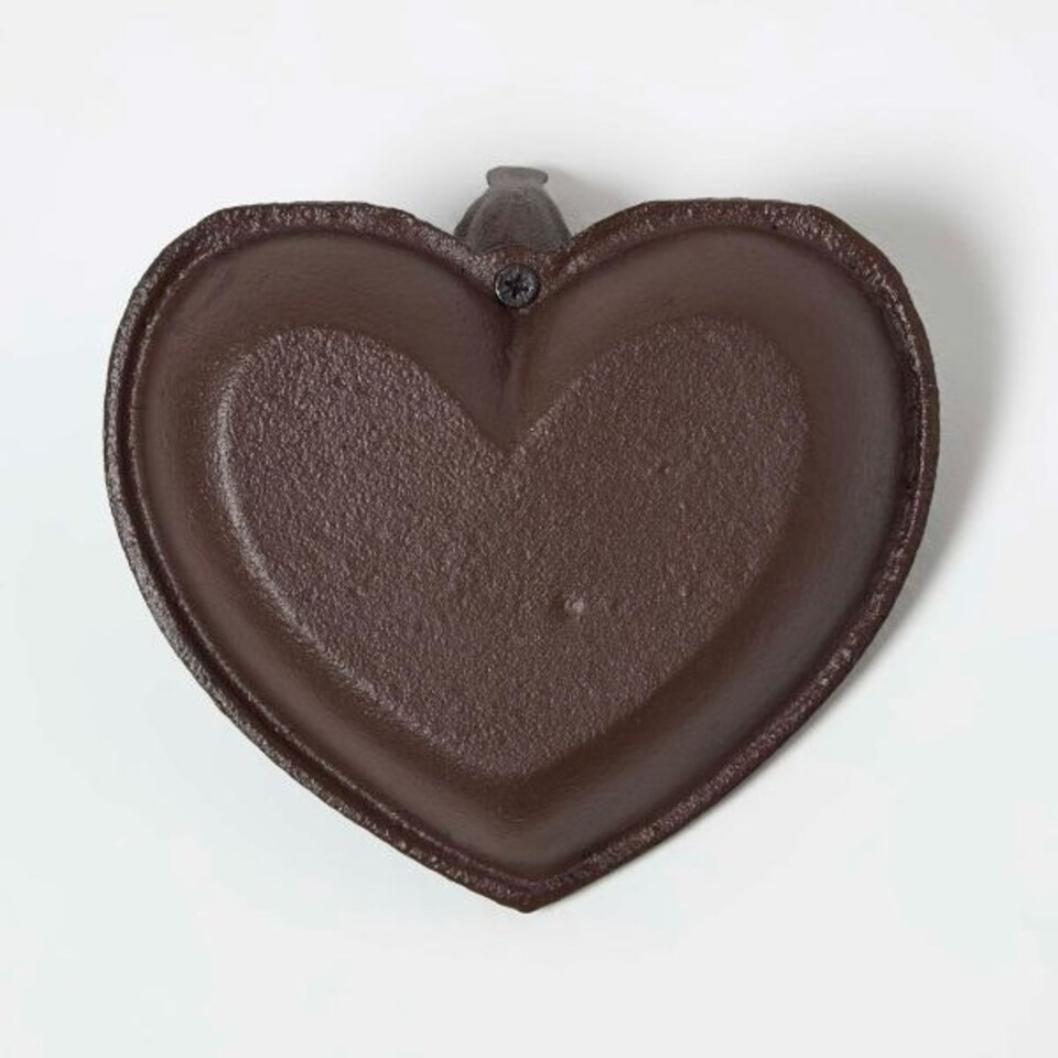 image 1 of Homescapes Brown Decorative Bird Rustic Heart Bird Bath Cast Iron