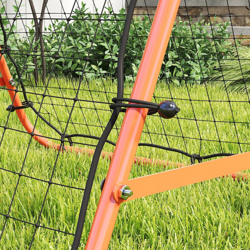 image 1 of HOMCOM Double-Sided Football Rebounder Net, Football Rebound Net Target Goal with Five Adjustable Angles, Orange | Orange