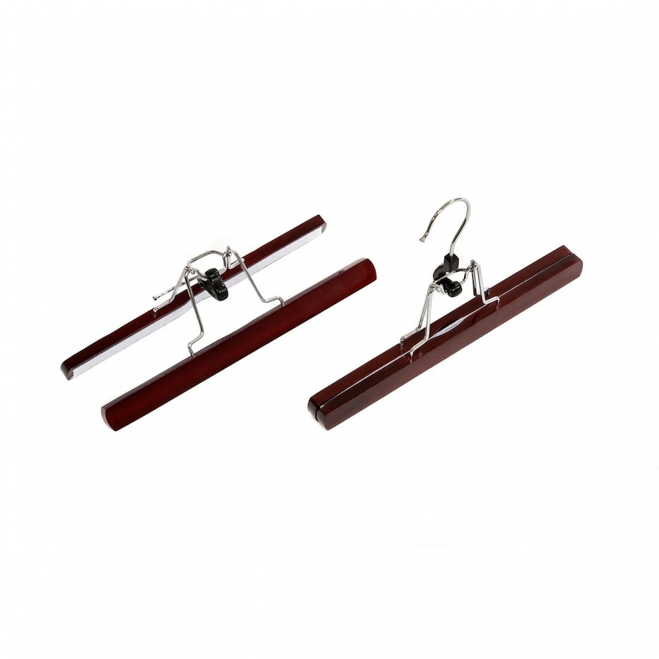 image 1 of Oypla Pack of 10 Brown Wooden Non-Slip Clothes Garment Coat Skirt Trouser Hangers