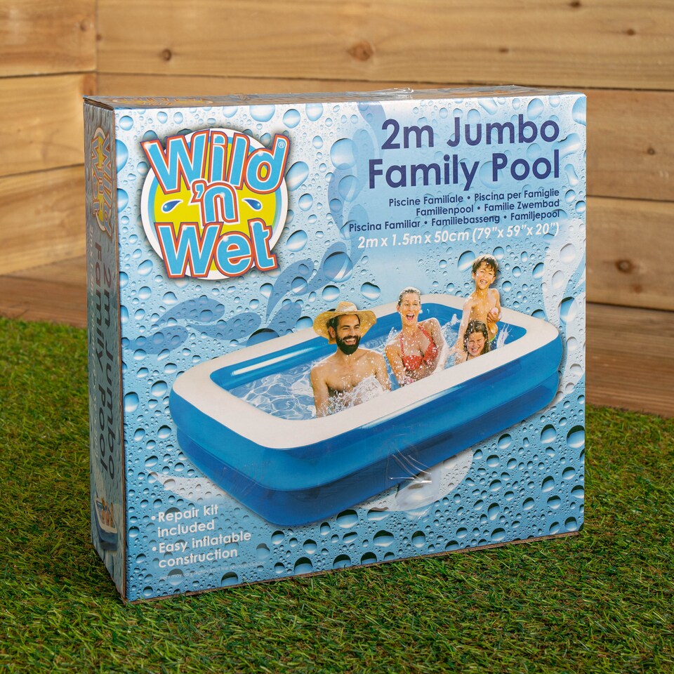 image 1 of 2m x 1.5m Jumbo Rectangular Inflatable Family Paddling Pool