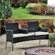 image 3 of Teamson Home Outdoor Patio Garden Furniture, Rattan Wicker Loveseat Bench