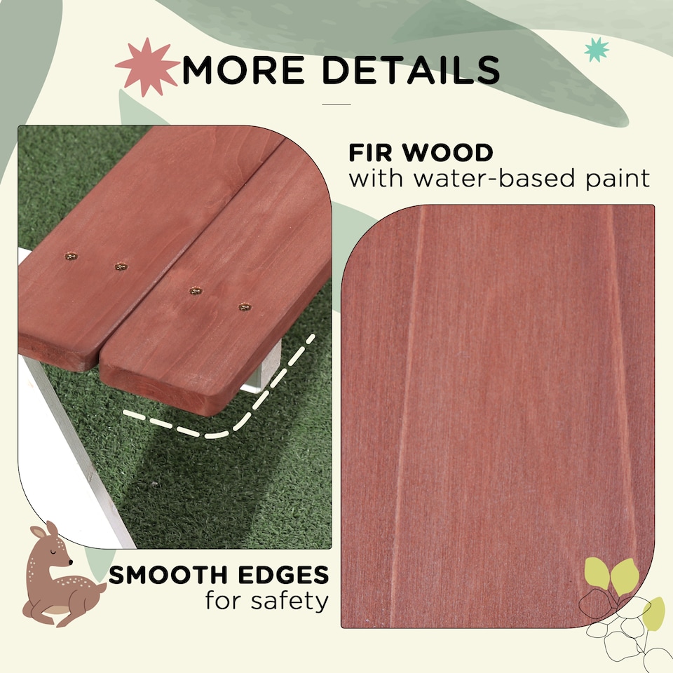 image 1 of Outsunny Kids Picnic Table, Wooden Table and Bench Set for 3-8 Years, Brown
