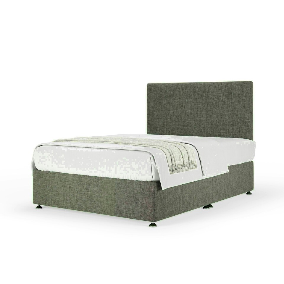 Slate Linen No Drawer Divan Base and Valencia Headboard Double