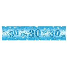 Qualatex Foil 30th Birthday Banner - Blue/Black/White - One Size
