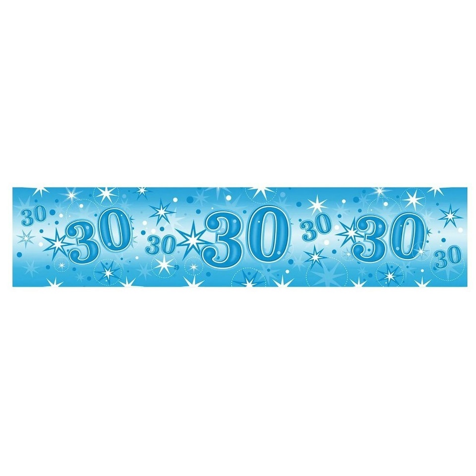 Qualatex Foil 30th Birthday Banner - Blue/Black/White - One Size