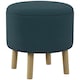 image 1 of HOMCOM Storage Ottoman, Round Stool Chair with Cushioned Top, Blue