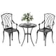 image 1 of Outsunny 3 PCs Coffee Table Chairs Outdoor Garden Furniture Set w/ Umbrella Hole