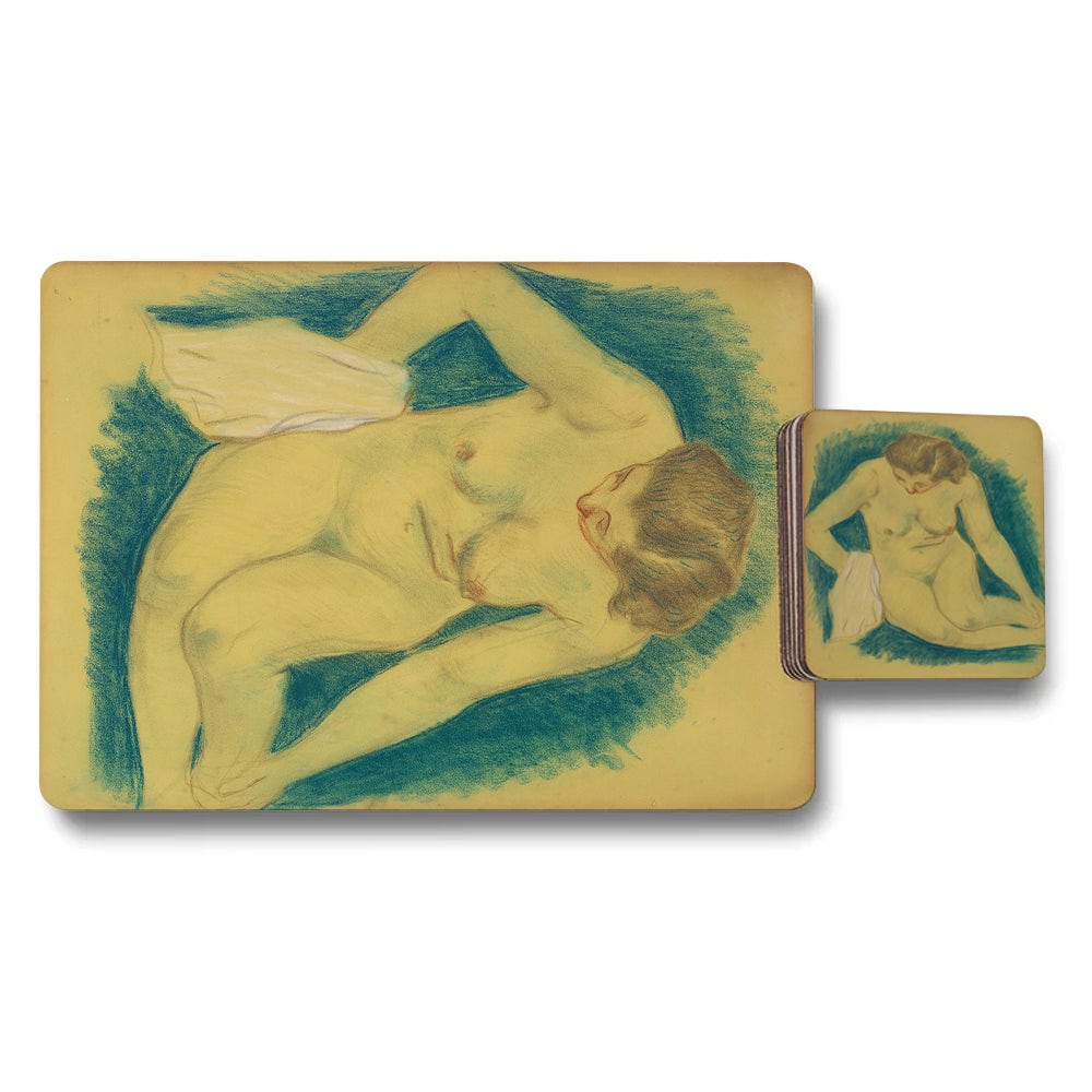 Designer Artwork Placemat Coaster Set 12 With Wood Bottom And High End Print Quality Limited Edition
