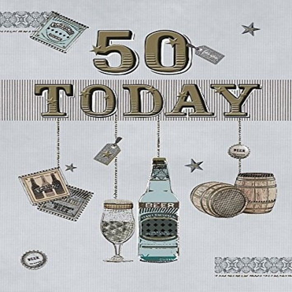 image 1 of 50 TODAY BIRTHDAY CARD BLUE & GOLD MALE BIRTHDAY CARD H876