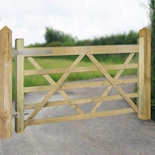 Evington Farm/Field Style 5 Bar Gate - Pressure Treated Scandinavian Redwood - W3000 x H1200 mm | Brown | 1