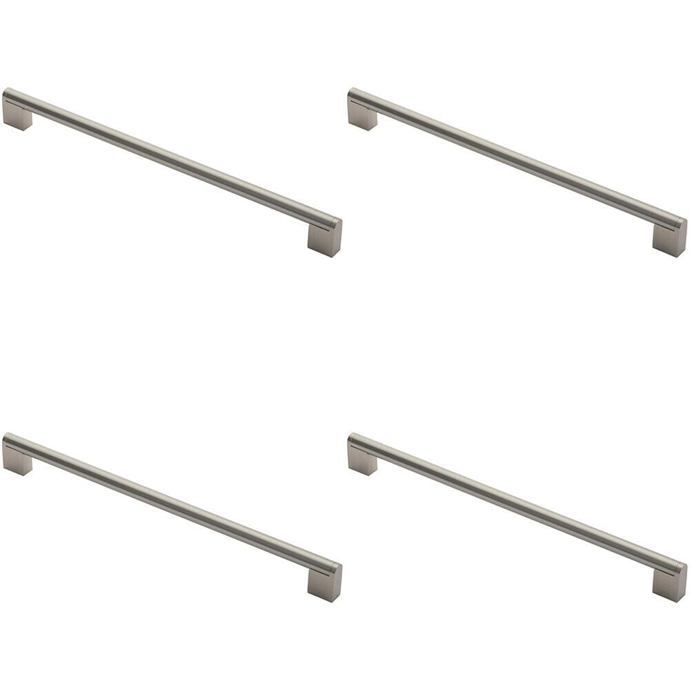 Loops 4x Round Bar Pull Handle 360 x 14mm 320mm Fixing Centres Satin Nickel & Steel in Metallics