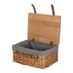 image 1 of 36cm Double Steamed Grey Lined Willow Empty Picnic Basket with Pinewood Lid | Brown | Brown | S | 1