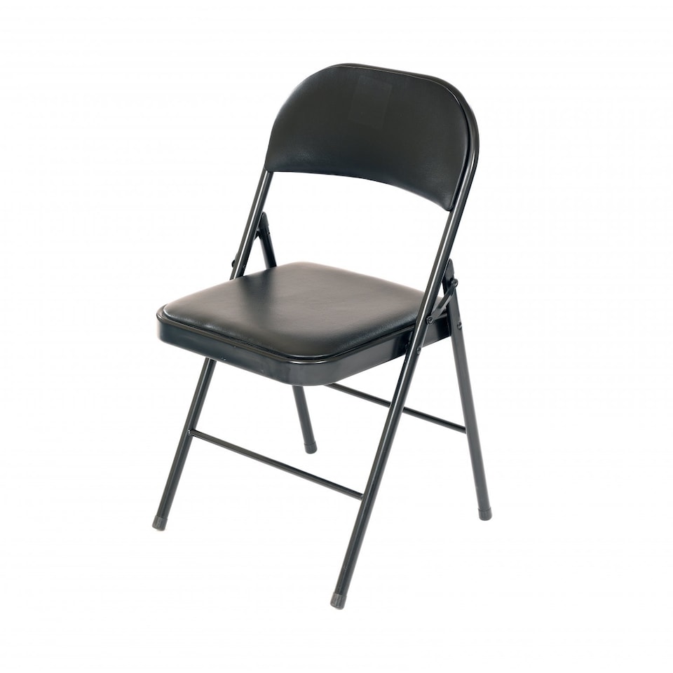 image 1 of Heavy Duty Padded Folding Metal Desk Office Chair Seat | Black