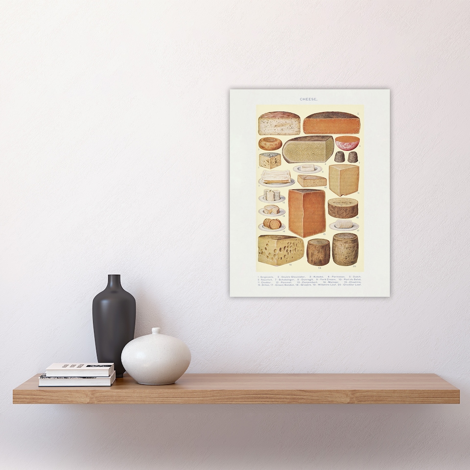 image 1 of Different Types of Cheese Mrs Beeton Wall Art Poster Print 12X16"