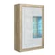 image 1 of Display Cabinet 93cm White Gloss Doors Oak Matt Body Free LED | Multi | Oak