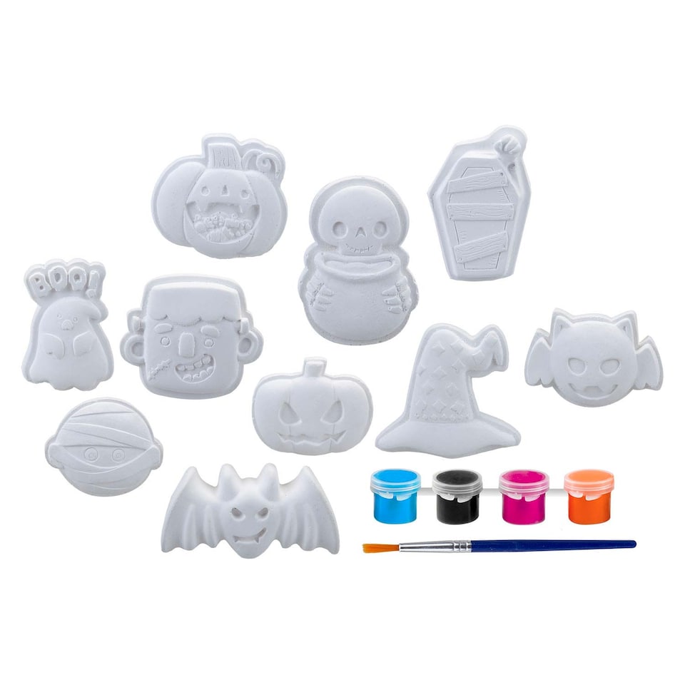 image 1 of PMS Halloween Decorations Craft Kit, 10 Designs, 6 Paints and 1 Brush