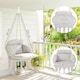 image 5 of Outsunny Hanging Chair Outdoor Hammock Chair with Soft Cushion, Cotton Rope Boho Style Swing Chair, Hanging Garden Swing Seat for Indoor Outdoor, Cream White | Cream | Cream