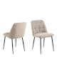 image 5 of Corby Round Dining Table with White Polished Marble Top & Gold Base inc 4 Brooke Dining Chairs in Beige