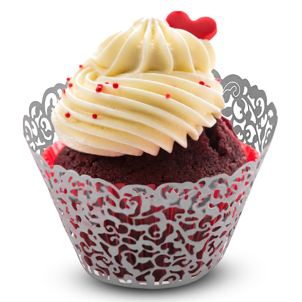 image 1 of Cupcake Wrappers Laser Cut Floral Design Paper Cup Holders - 25pcs