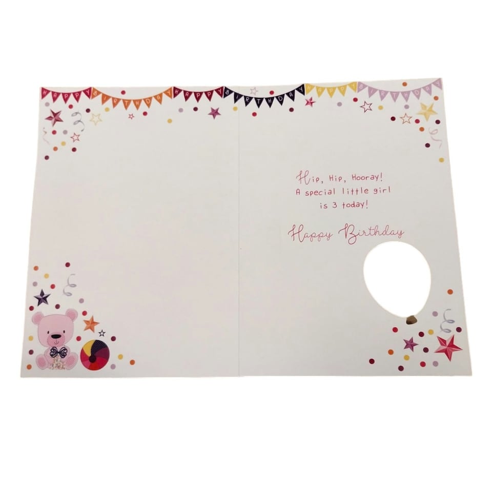 image 1 of Girl You Are 3 Today Balloon Boutique Birthday Greeting Card