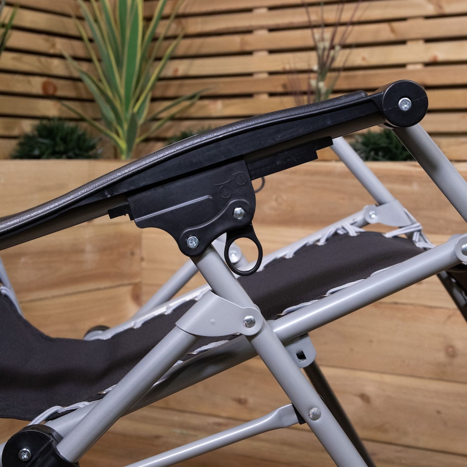 image 1 of Multi Position Garden Gravity Relaxer Chair Sun Lounger in Black & Silver