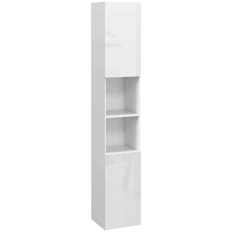 image 1 of kleankin High Gloss Bathroom Storage Cabinet Adjustable Shelves White