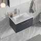 image 3 of Balterley Partial Fluted 1 Drawer Wall Hung Vanity Unit with 1 Tap Hole Minimalist Basin | Grey | Satin Soft Black