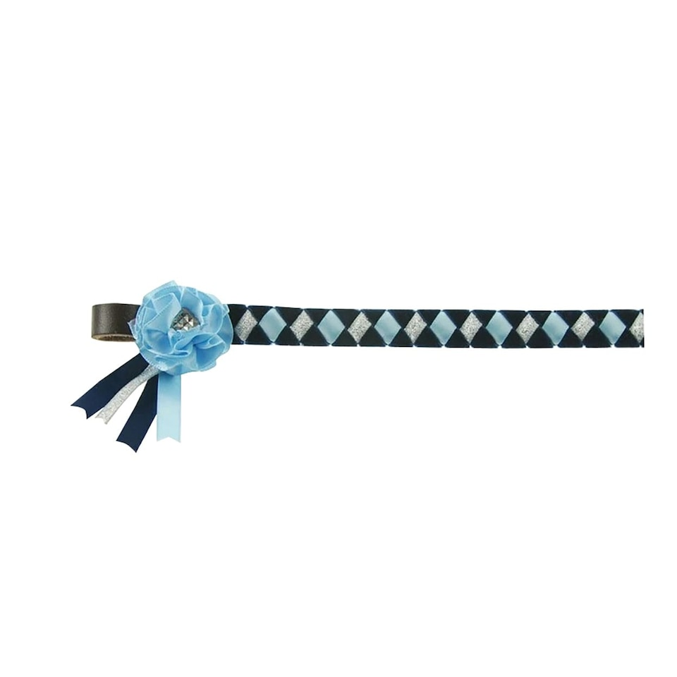 image 1 of ShowQuest Skipton Brow Band - Navy/Pale Blue/Silver - Cob