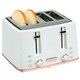 image 1 of HOMCOM Toaster with 4 Slot, 7 Browning Levels, 1600W, White Honeycomb White | Pink accents | 29.3L x 27.6W x 18.9H cm