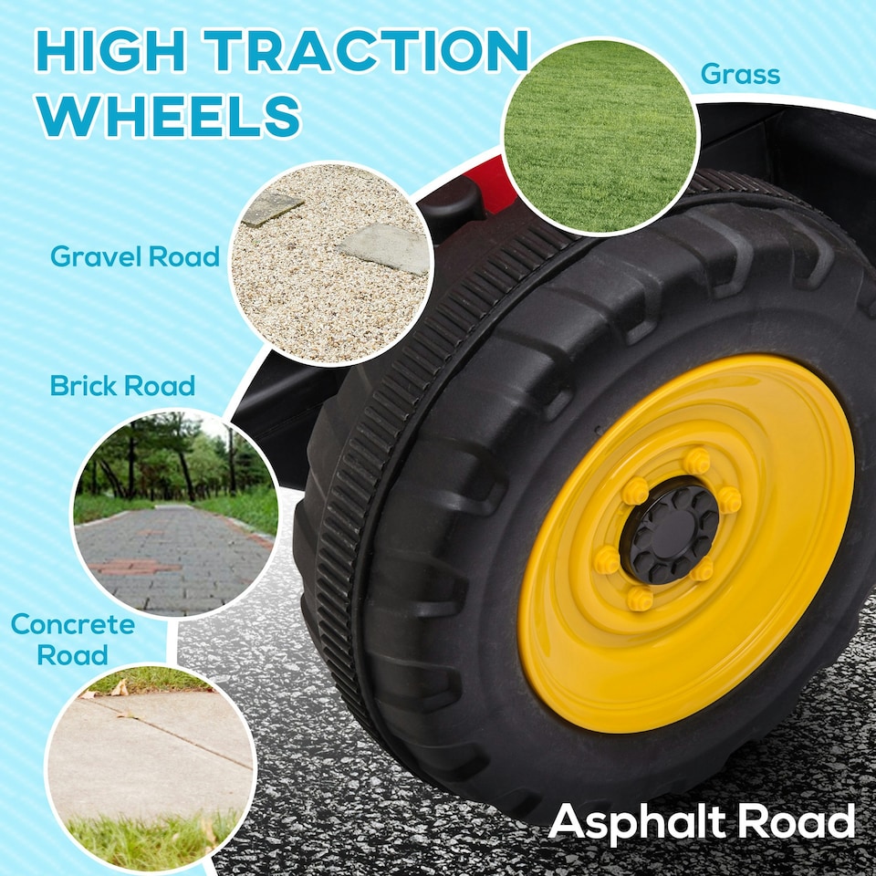 image 1 of HOMCOM Ride On Tractor with Detachable Trailer, Remote Control, Music - Red