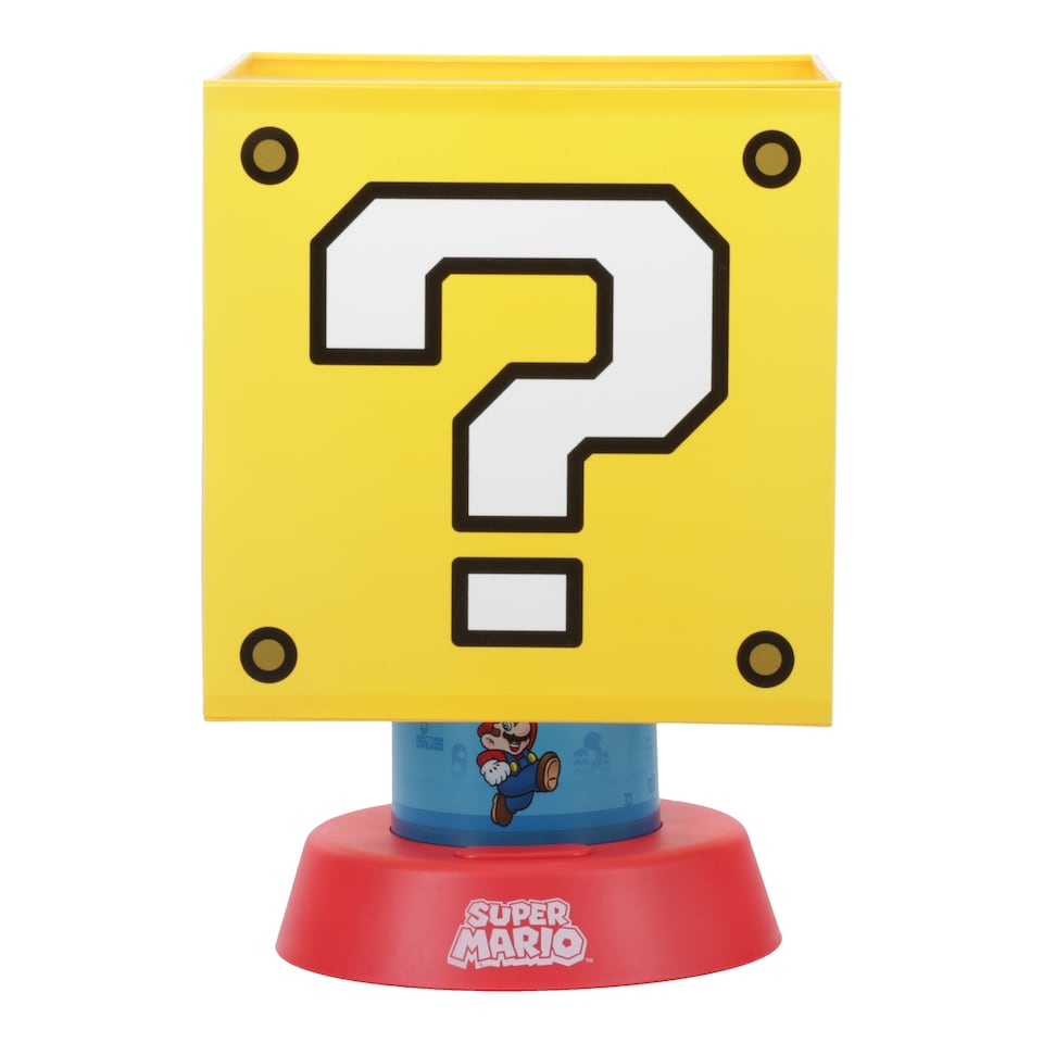 image 1 of Super Mario Question Block Lamp, Nintendo Light with 3 Brightness Levels & Auto ShutOff, Home or Office Decor, Paladone