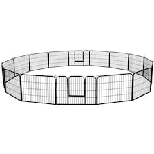Yaheetech 16 Metal Dog Playpen Panels, 80 × 60 cm Black