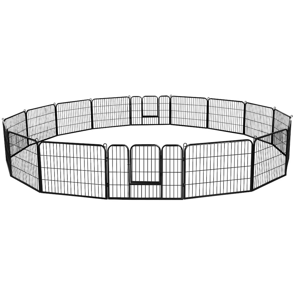 image 1 of Yaheetech 16 Metal Dog Playpen Panels, 80 × 60 cm Black