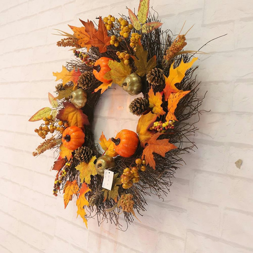image 1 of Living and Home Artificial Autumn Halloween Prelit Wreath Decorations