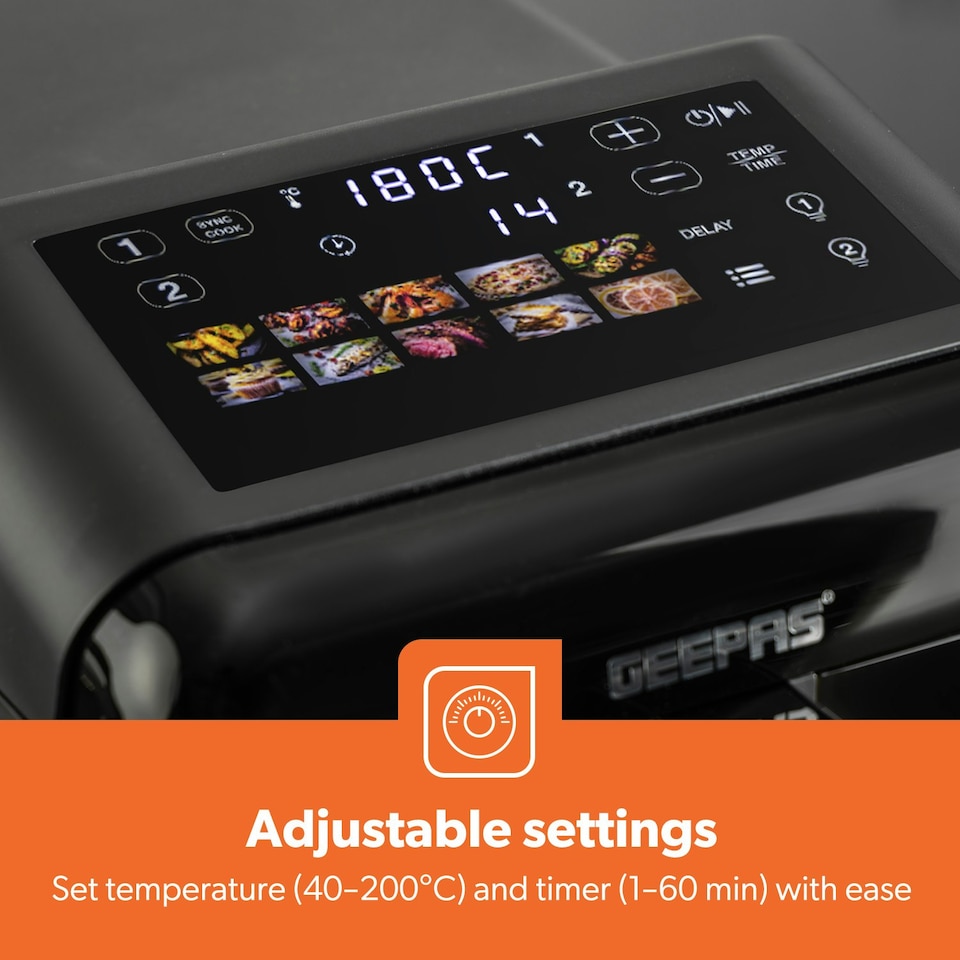 image 1 of GEEPAS 2800W Dual Basket Stack Air Fryer | 12L XXL Capacity