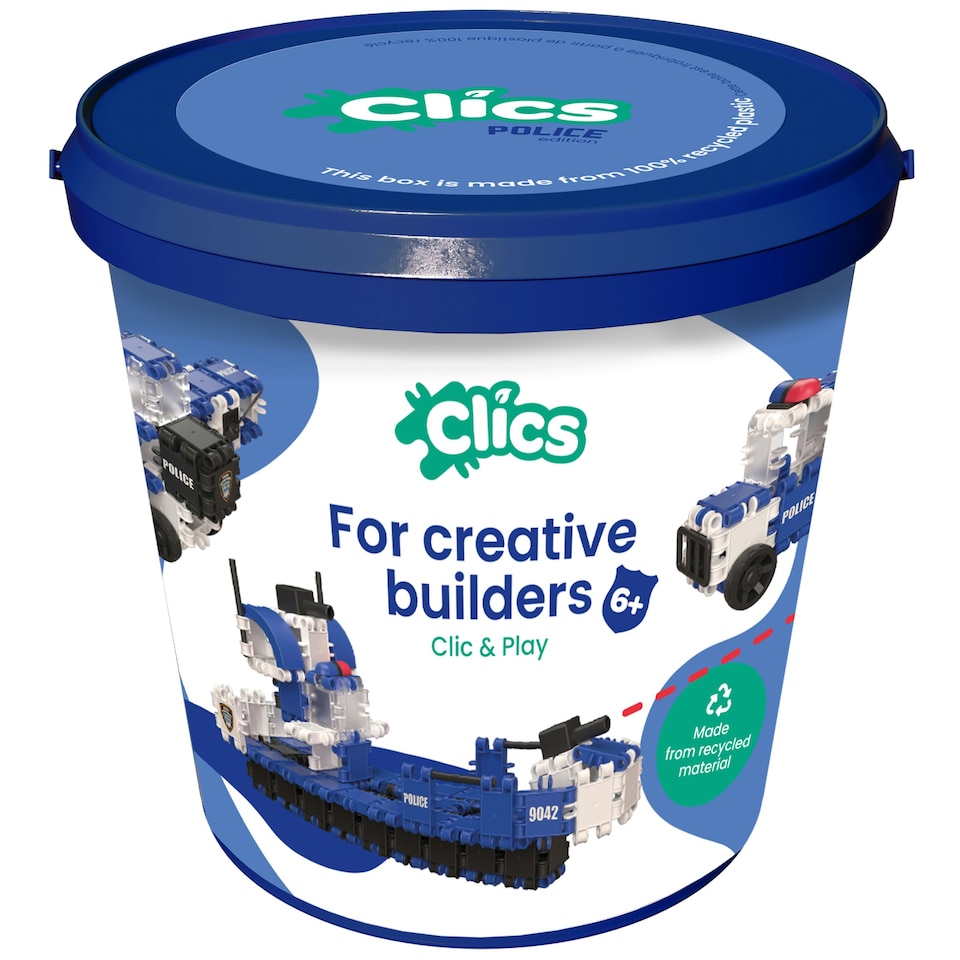 image 1 of Clics Bucket Police Click and Play Bucket 135 Pieces
