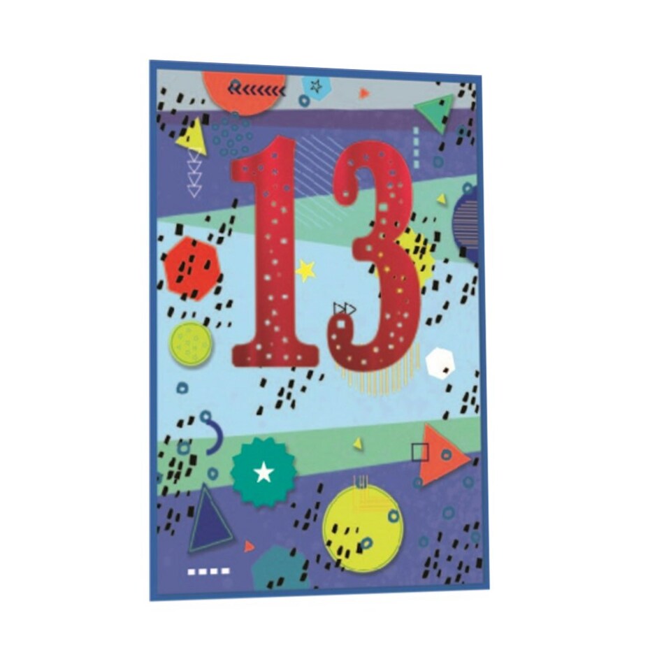 image 1 of Simon Elvin 13th Birthday Greetings Card (Pack of 6) - Blue/Purple/Red - One Size