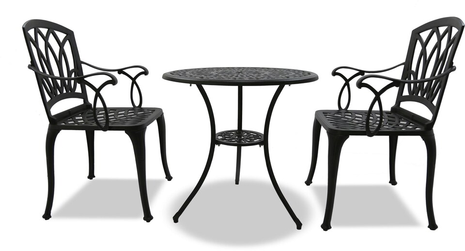image 1 of Centurion Supports POSITANO Garden and Patio Table and 2 Chairs Cast Aluminium Bistro Set - Black