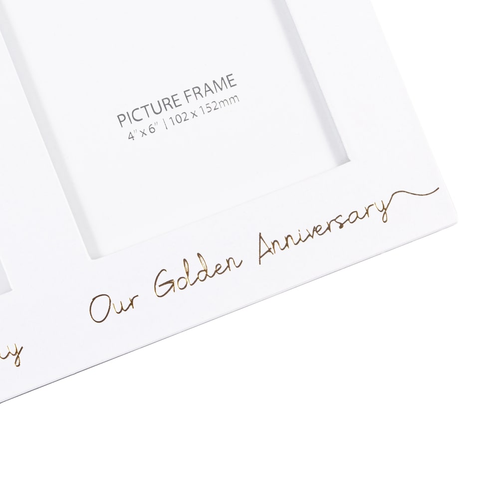 image 1 of Beautiful Double Picture Frame for 50th Wedding Anniversary - Gold Foil Text | Gold | One Size
