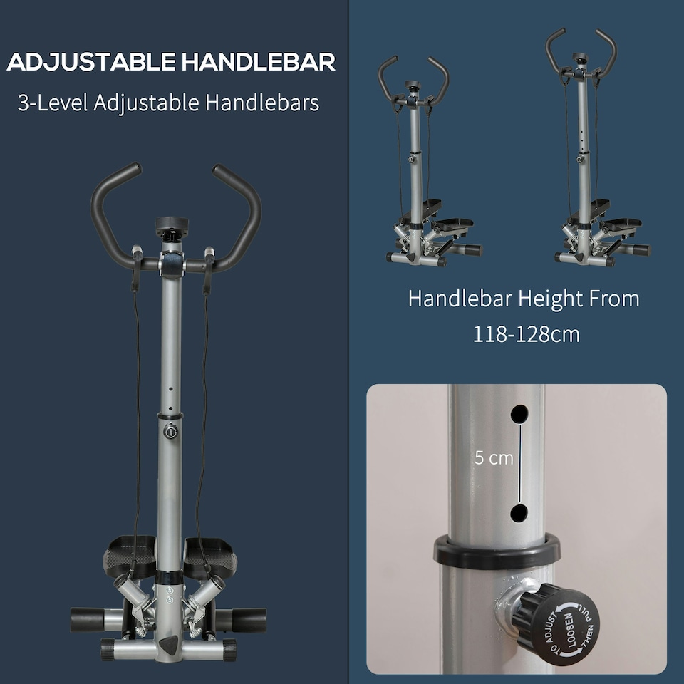 image 1 of HOMCOM Adjustable Twist Stepper Step Machine For Home Gym Aerobic Workout