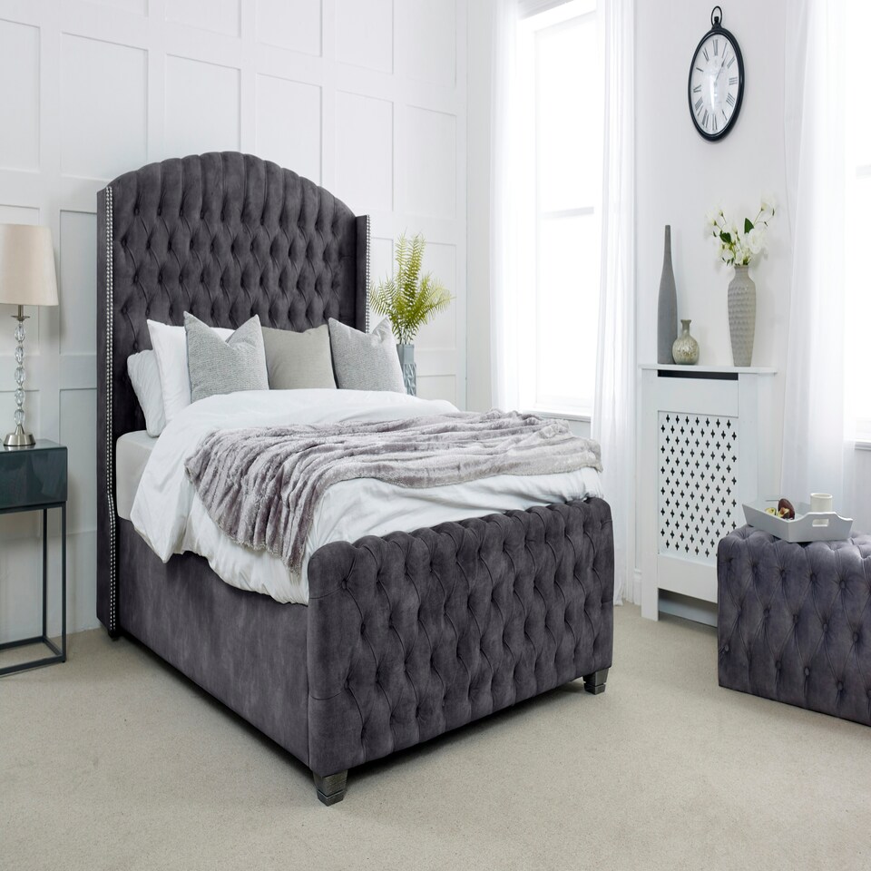 Richmond Plush Double Bed Frame - Steel