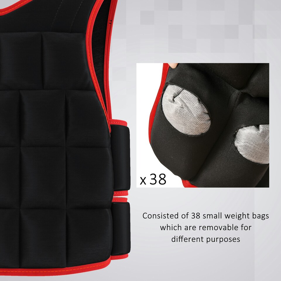 image 1 of HOMCOM 20KGS Adjustable Weight Vest Running Gym Training Weight Loss, Red